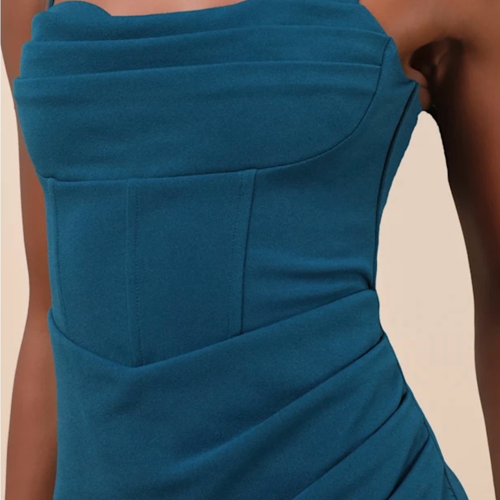 Lulu's Strapless Teal Dress